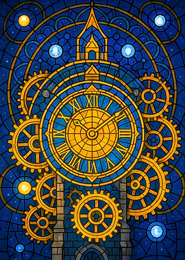 Stained Glass Clockwork Timepiece
