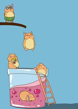 Hamsters having fun in a jar