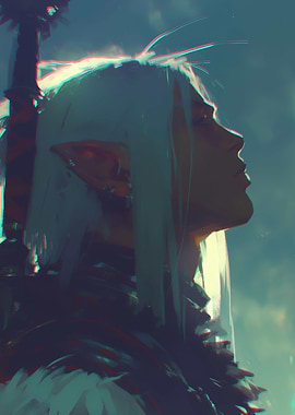 Elf Warrior Profile Digital Art