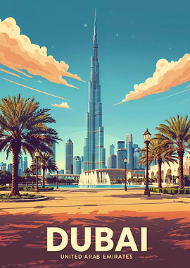 Dubai, United Arab Emirates Travel Poster