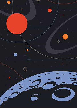 Abstract Space Scene with Planet and Stars