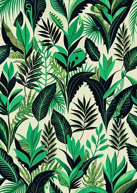 Tropical Green Leaves Pattern