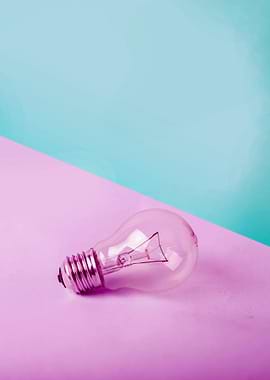 Light Bulb on Pastel Background