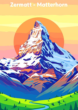 Zermatt Matterhorn Mountain Landscape Art