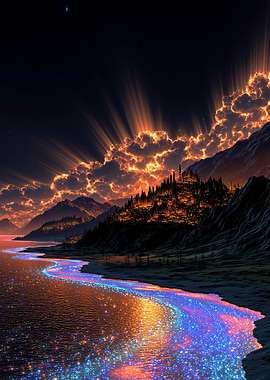 Fantasy Landscape with Glowing River