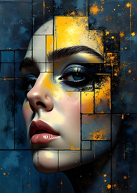 Abstract Portrait with Geometric Elements