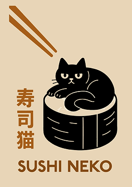 Sushi Neko: Cat on Sushi Roll