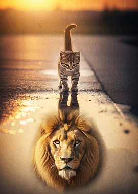 Kitten Lion Reflection