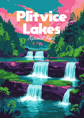 Plitvice Lakes National Park Illustration