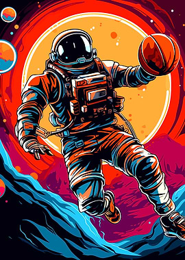 Astronaut Basketball Player in Space