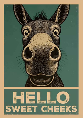 Hello Sweet Cheeks Donkey Art