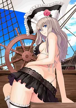 Pirate Girl on Ship Deck