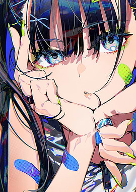 Anime Girl with Bandages and Rings