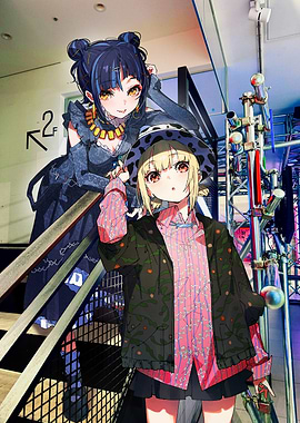 Anime Girls on Stairs