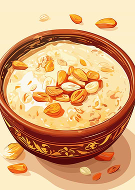 Bowl of Oatmeal with Almonds