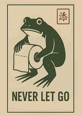 Frog with Toilet Paper - Never Let Go