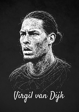Virgil van Dijk Portrait Scribble Art