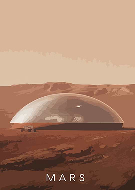 Mars Habitat Minimalist Art