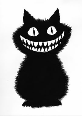 Grinning Black Cat Silhouette