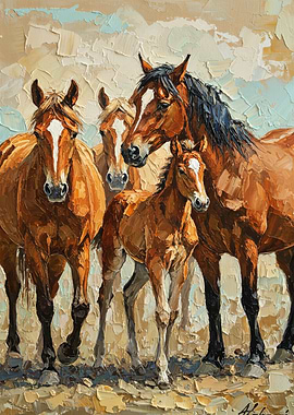 Horses Painting: Family Portrait