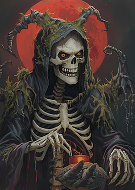 Grim Reaper with Red Moon