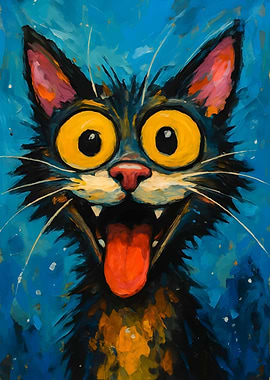 Cartoon Cat with Exaggerated Features