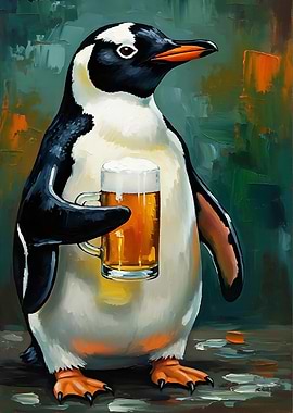 Funny Animals Penguin Painting Posters
