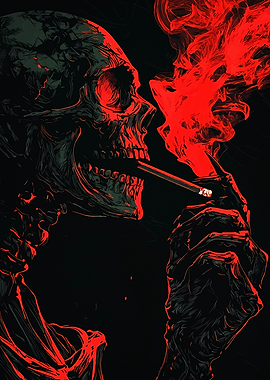 Smoking Skull with Red Smoke