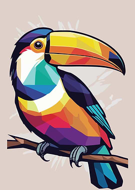 Colorful Toucan Illustration on Branch
