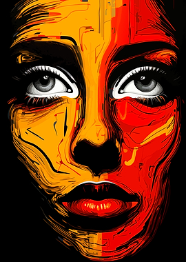 Abstract Portrait: Red and Yellow Face