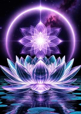 Glowing Lotus Flowers Water