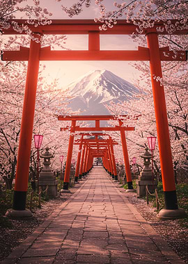Mount Fuji and Cherry Blossoms