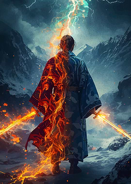 Samurai with Fire and Lightning