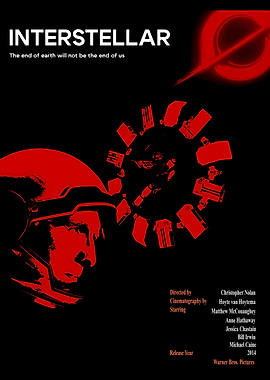 Interstellar Movie Poster Red and Black