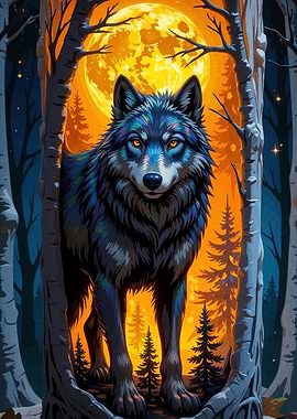 Wolf Forest Full Moon