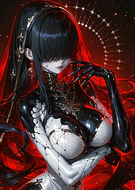 Elegant Anime Woman with Long Nails