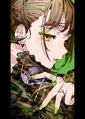 Anime Girl with Camouflage Outfit