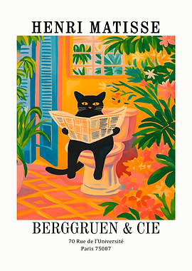 Henri Matisse Cat Reading Newspaper Poster