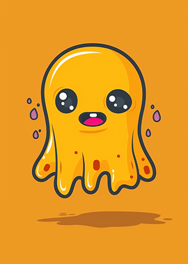 Cute Yellow Cartoon Ghost Illustration
