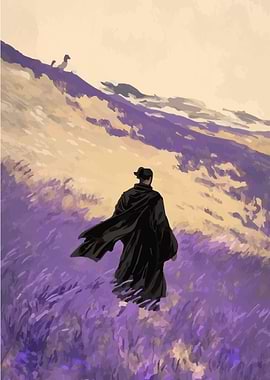 Samurai in Lavender Field Digital Art