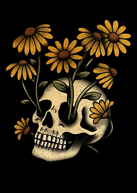 Undead Bloom - Skull with Flowers