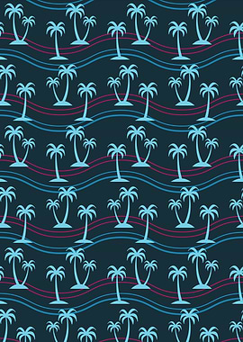 Palm Tree Pattern with Waves