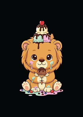 Cute Bear with Ice Cream