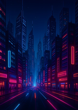 Neon Cityscape at Night