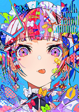 Colorful Anime Girl Portrait with Accessories