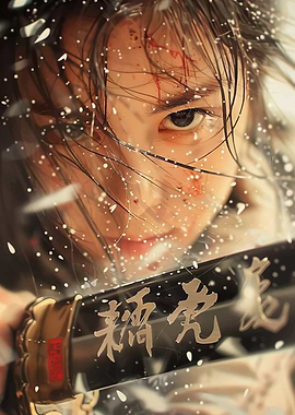 Samurai Warrior with Katana in Snow