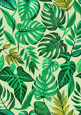 Tropical Green Leaves Pattern