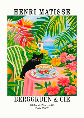 Henri Matisse Cat and Coffee Painting
