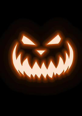Glowing Jack-o'-Lantern Face on Black
