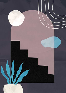 Abstract Geometric Plant Art